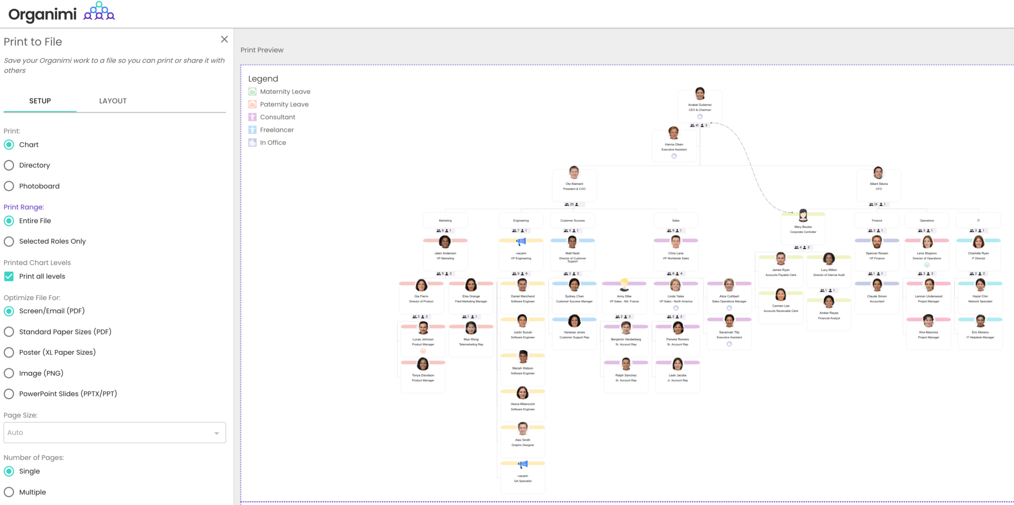 Organimi Feature Spotlight: Printing Your Org Chart